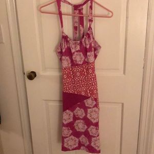 Pretty pink Lola cotton summer sundress with built-in bra. Large.